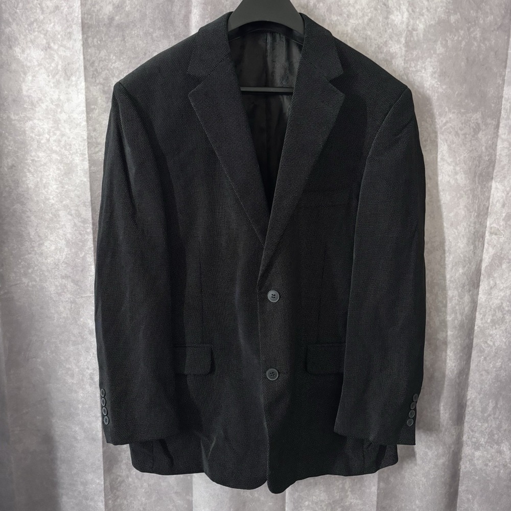 Andrew Fezza Men's 44S Black White Polka Dot Sueded Style Blazer Sport Jacket